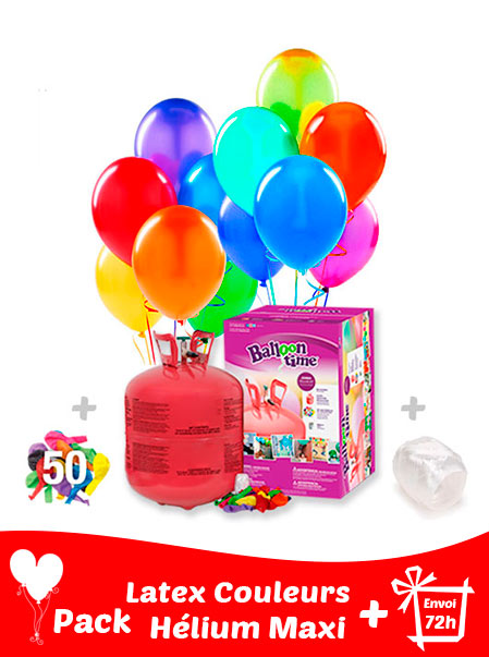 50 Ballons de Baudruche + Hélium Grande · Pack Ballon Maxi