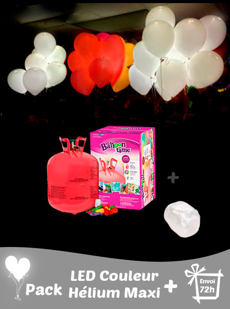 40 Ballons Led Couleurs + Hélium Grande · Pack Maxi