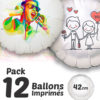 Pack Promo de 12 Balloons Mylar Rond de 42 cm Personnalisé a Couleur