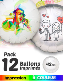 Pack Promo de 12 Balloons Mylar Rond de 42 cm Personnalisé a Couleur