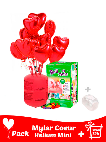 12 Ballons Mylar Coeur + Hélium Petit